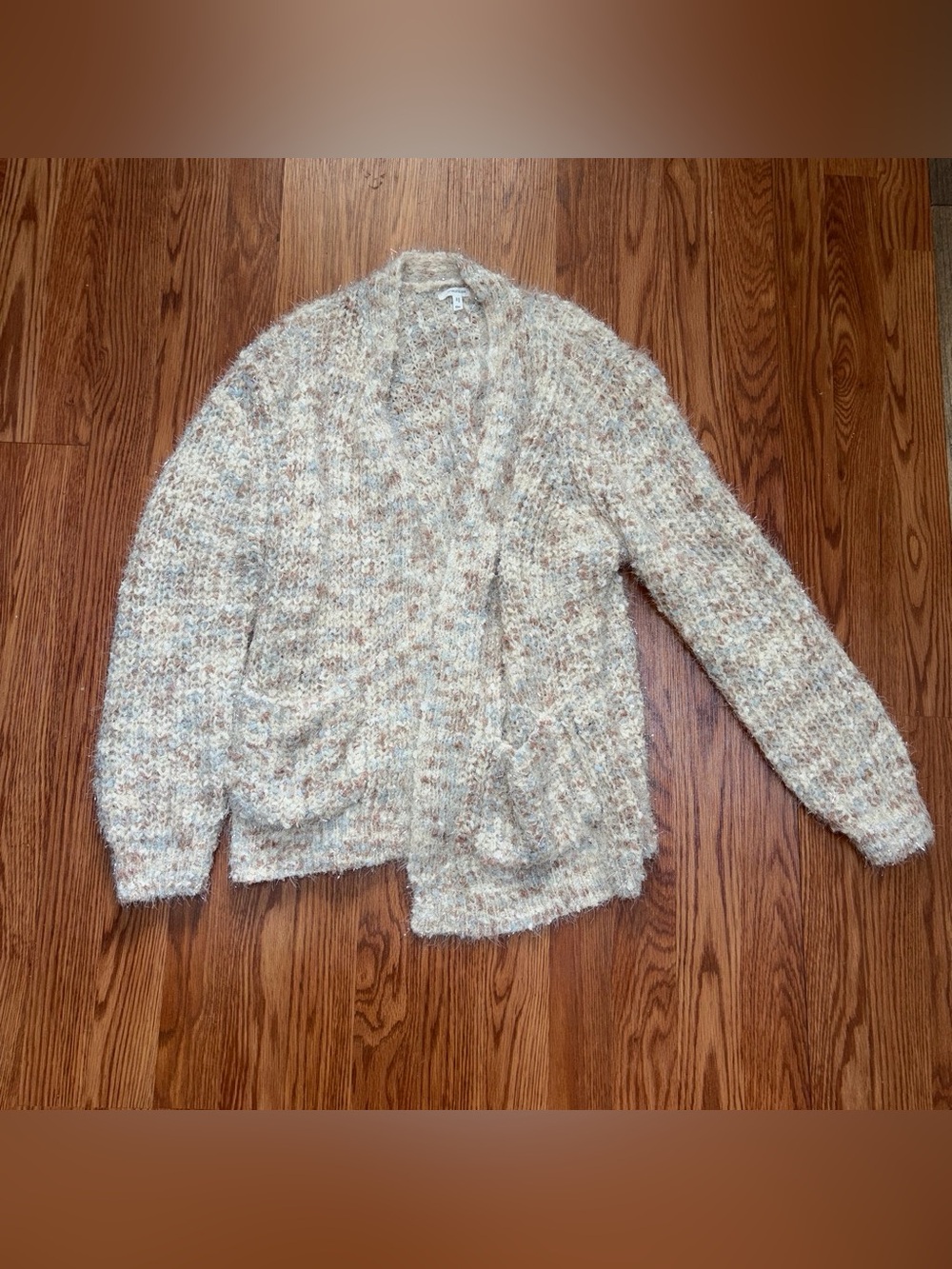 Cozy Multicolor Bouclé Open Cardigan - Women Sweater. Size 0x